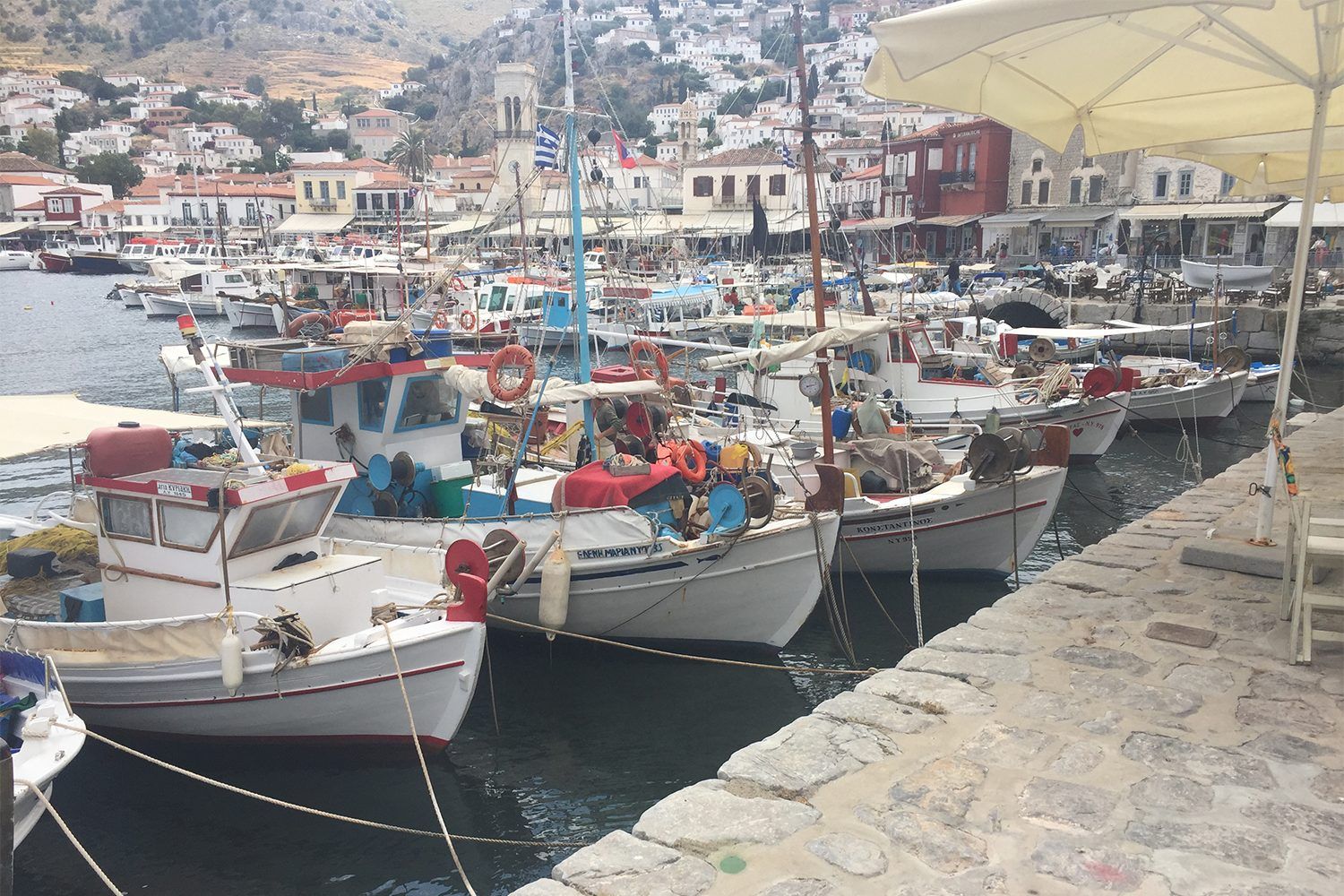 Quaint harbour in Hydra